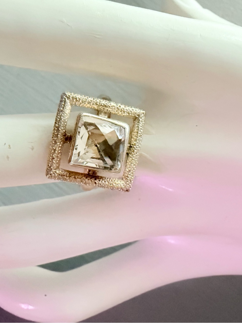 Lori Bonn Sterling Silver Elegant Square Ring 6.5